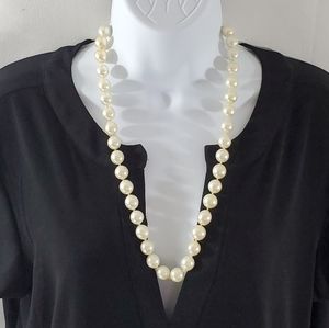 Vintage 13" Long Strand Off White Faux Pearls